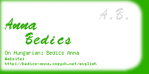 anna bedics business card